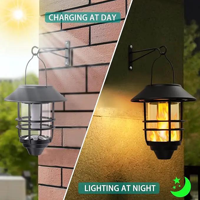Solar Hanging Lantern Outdoor, Flickering Flames Outdoor Lights,Solar Lights Waterproof for Wall Fence Patio Porch Yard,2 Pack by GreenHaven Gardens