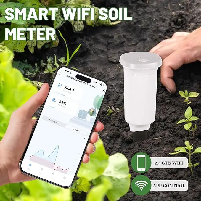 Digital Soil Moisture Meter WiFi for Plants 2-in 1 Soil Moisture/Temperature Meter with App Remote Monitor for Outdoor/Indoor Plants Wireless Smart Soil Moisture Sensor Plant Water Meter Accessories by GreenHaven Gardens