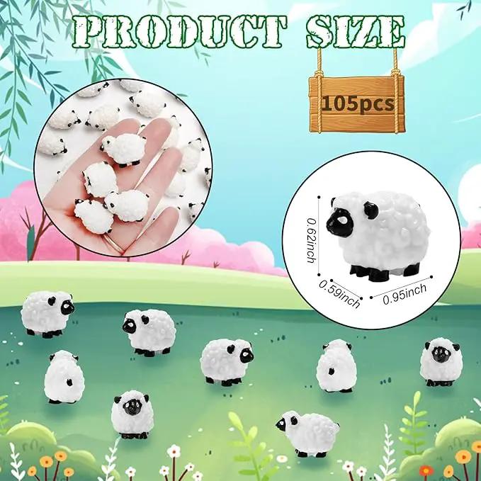 Bbiamsleep 105 Pcs Mini Sheep Figurines Miniature Sheep Tiny Sheep Mini Plastic Sheep Mini Resin Figurine for Fairy Garden Micro Landscape Decor Cake Topper by GreenHaven Gardens