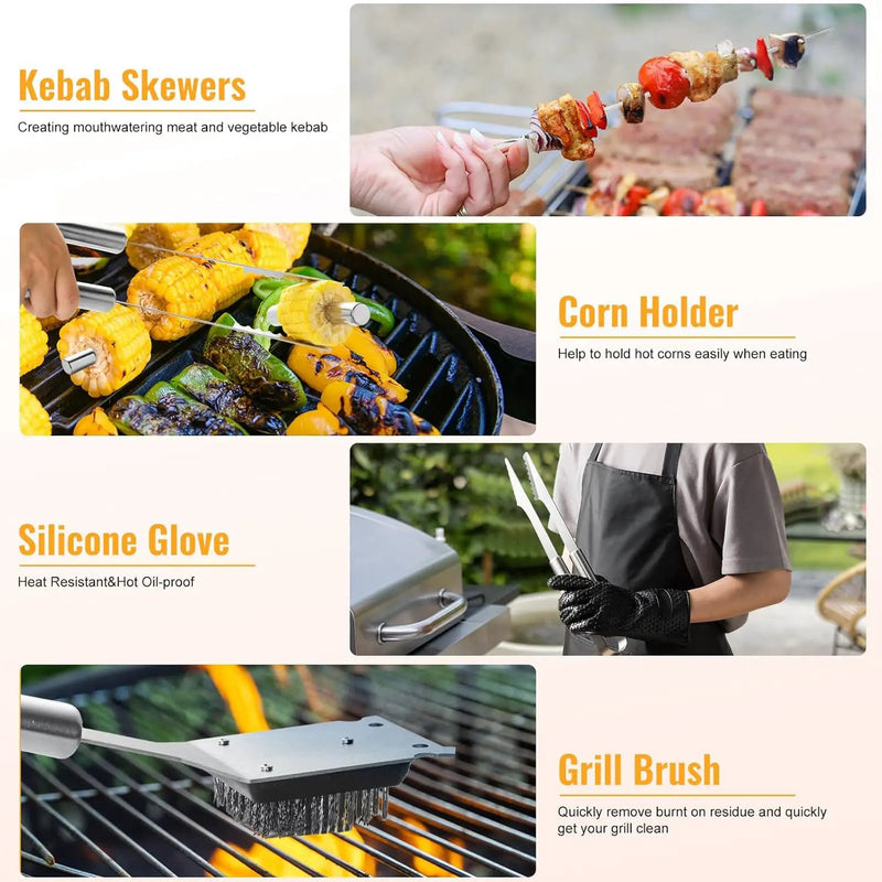 22Pcs Grilling Accessories, BBQ Accessories with Aluminum Case, Stainless Steel Grill Set Tools for Outdoor Camping&Barbecue, Grilling Gifts for Men Dad Fathers Day by GreenHaven Gardens
