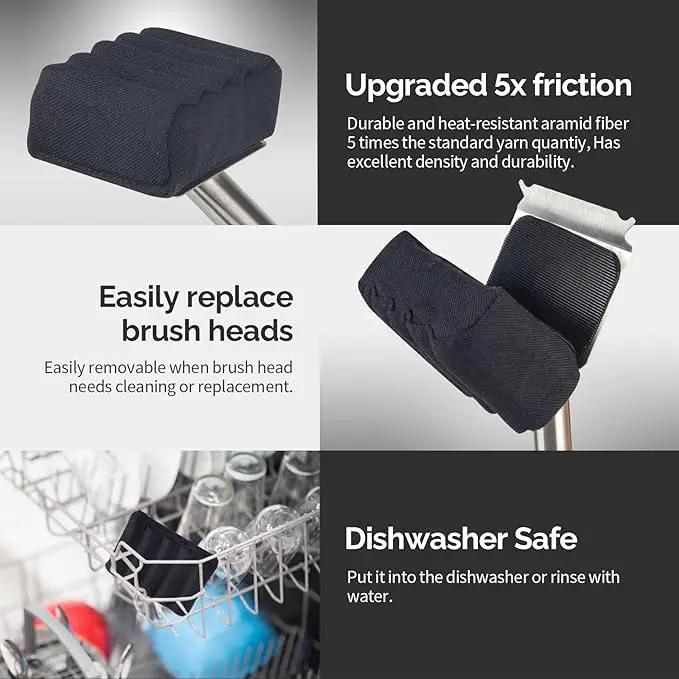 Grill Brush Bristle Free,Unique Wave pad for Cast Iron/Stainless-Steel Grates, (Only Replaceable Cleaning Head No Grill Brush) by GreenHaven Gardens