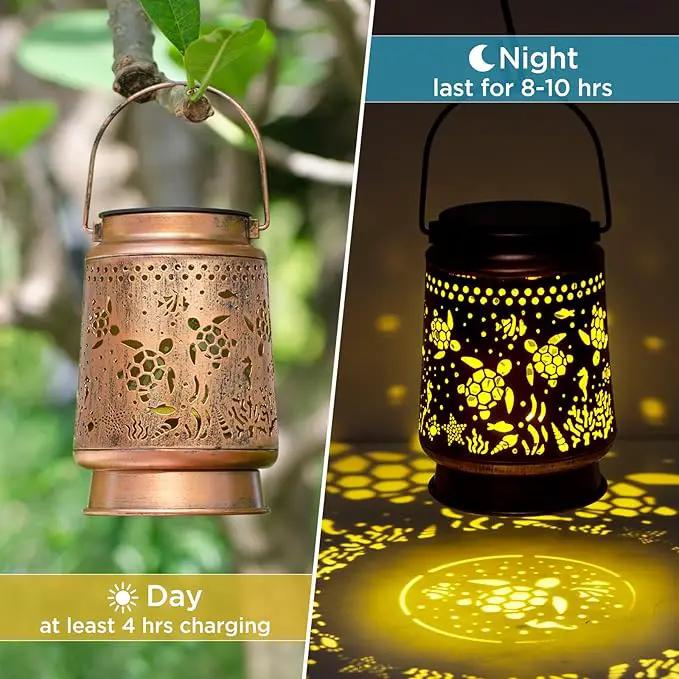 Solar Lanterns Outdoor Turtle Garden Decor Christmas Turtle Gifts for Women Mom Grandma Hanging Solar Sea Turtle Lights Metal Sea Turtle Gift Outside for Yard, Patio, Backyard, Porch Beach Gifts by GreenHaven Gardens
