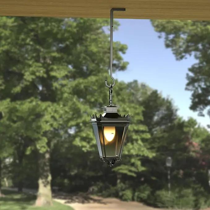 8 Inch 2 Pack Black Heavy Duty Outdoor Plant Hangers for Hanging Baskets, Iron Hanging Plant Brackets for Hanging Plants Outside, Metal Plant Hooks Plant Wall Hooks for Hanging Lantern, Bird Feeder by GreenHaven Gardens