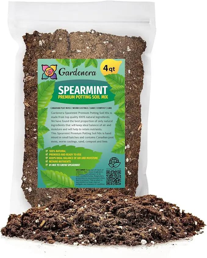 Spearmint Potting Mix - Promote Strong Roots and Fragrant Foliage with Our Premium Blend - 4 Quart by GreenHaven Gardens