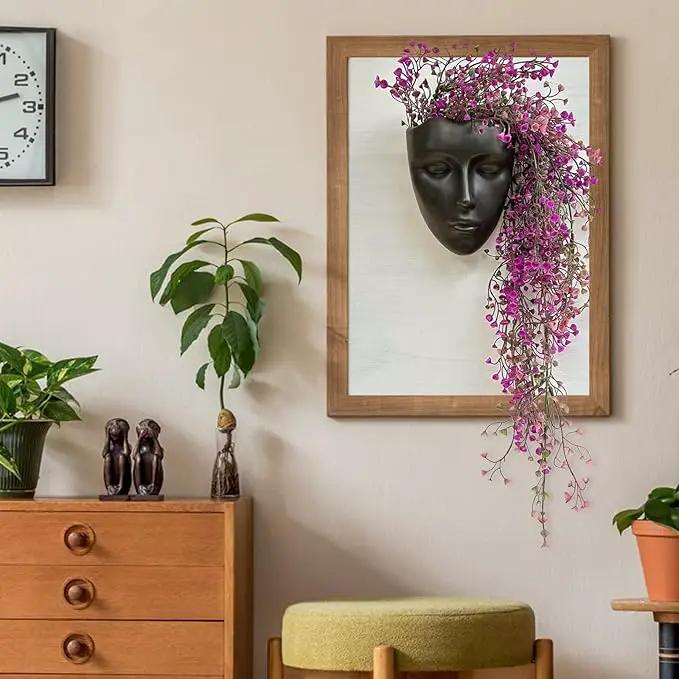Face Vase,Ceramic Female Form Vase,Modern Sculpture Planter Pot,Human Face Dried Flower Shaped Vase,Wall Hanging Plant Pot for Home Decor Centerpieces, Office or Outdoor Hanging Decor by GreenHaven Gardens
