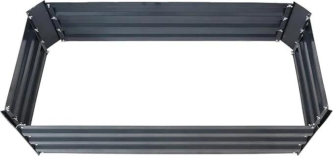 Sunnydaze 11.75" H Raised Metal Garden Bed - Galvanized Raised Garden Bed Outdoor for Vegetables and Flowers - Dark Gray - 4' x 2' Rectangle by GreenHaven Gardens