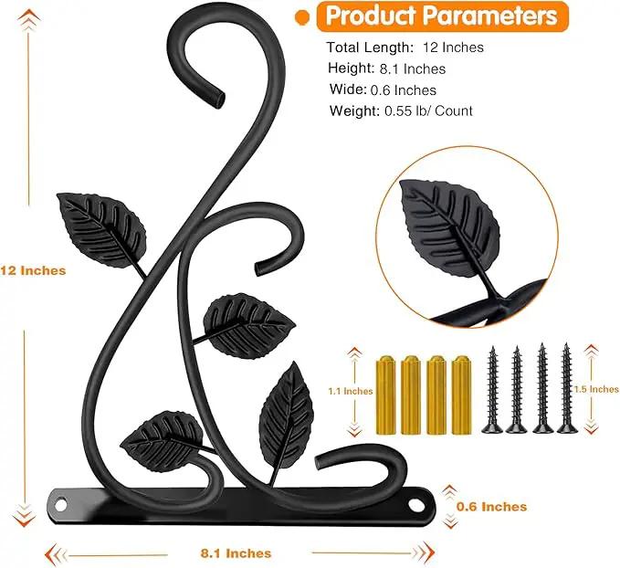 KABB 2 PCS Metal Hanging Hook Plants Brackets, 12 Inch Iron Wall Mount Bracket Durable Rust-Resistant Plant Hanger Hook for Hanging Plants Bird Feeder Wind Chimes Lantern by GreenHaven Gardens