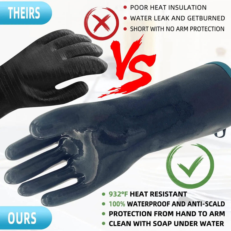 DEYAN Silicone BBQ Gloves, 932°F Heat Resistant Oven Gloves with Fingers, Kitchen Waterproof Hot Proof Glove for Fryer, Smoker, Baking, Cooking, Cutting(9/L) by GreenHaven Gardens