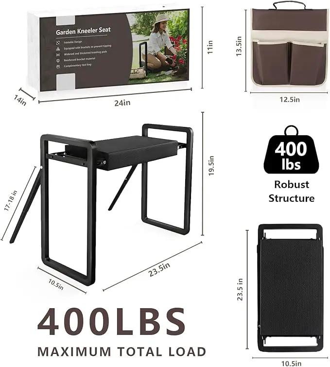seasky Foldable Garden Kneeling and Seat, Anti-Tipping Garden Stool Widened Thick Soft Kneeling Pad，Heavy Duty Gardening Stool with Garden Tool Bag, Gardening Gift for Women(Without Gloves) by GreenHaven Gardens