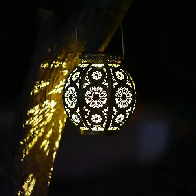Moroccan Garden Solar Lanterns, {Set of 2} Bohemian Landscape Solar Lights Outdoor Waterproof for Yard Pathway Patio Tree Table Decor (Bronze) by GreenHaven Gardens