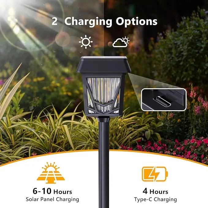 Raynic Solar Pathway Light, 6 Pack Pathway Lights Outdoor, USB-C Rechargable, Waterproof IPX6, 12H Long Lasting Solar Landscape Lights for Walkway Path Yard Lawn Decor, Warm White by GreenHaven Gardens