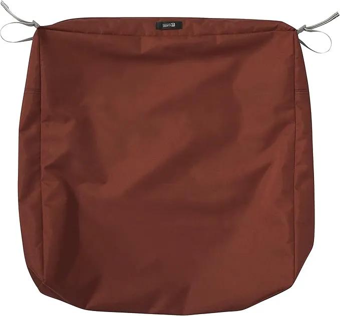Classic Accessories Ravenna Water-Resistant 25 x 25 x 5 Inch Square Patio Seat Cushion Slip Cover & Foam, Spice, Lounge Chair Cushion by GreenHaven Gardens