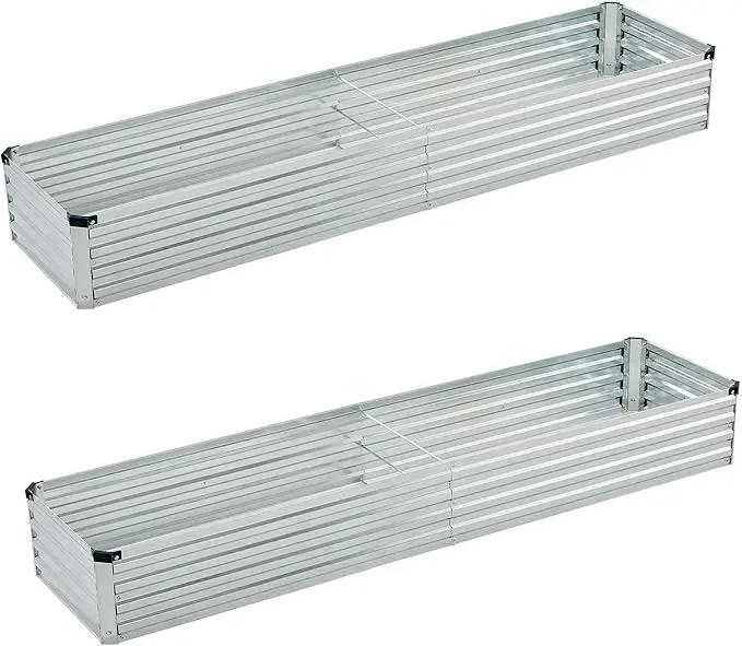 6x1.5x1ft(2 Pack) Galvanized Raised Garden Bed,Outdoor Planter Box Metal Patio Kit Planting Bed for Vegetables Flowers Herb,Silver by GreenHaven Gardens