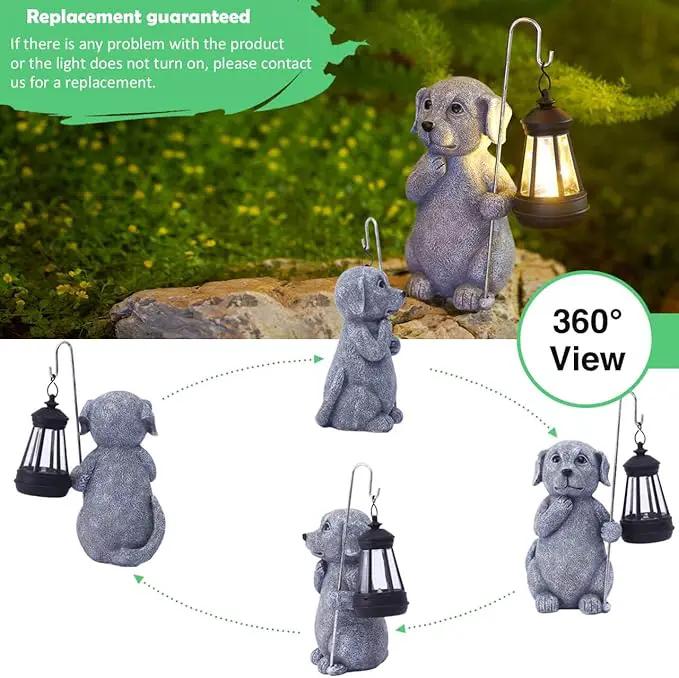 Dog Statue with Solar Lantern - Outdoor Decor Dog Figurines for Garden Lawn Patio Balcony, Outdoor Statues Unique Gifts for Women Moms Grandma by GreenHaven Gardens