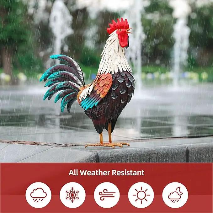 chisheen Metal Rooster Decor,Yard Chicken Decorations,Outdoor Garden Statues, Metal Chicken Sculpture for Backyard Patio Kitchen Decor & Lawn Ornaments by GreenHaven Gardens
