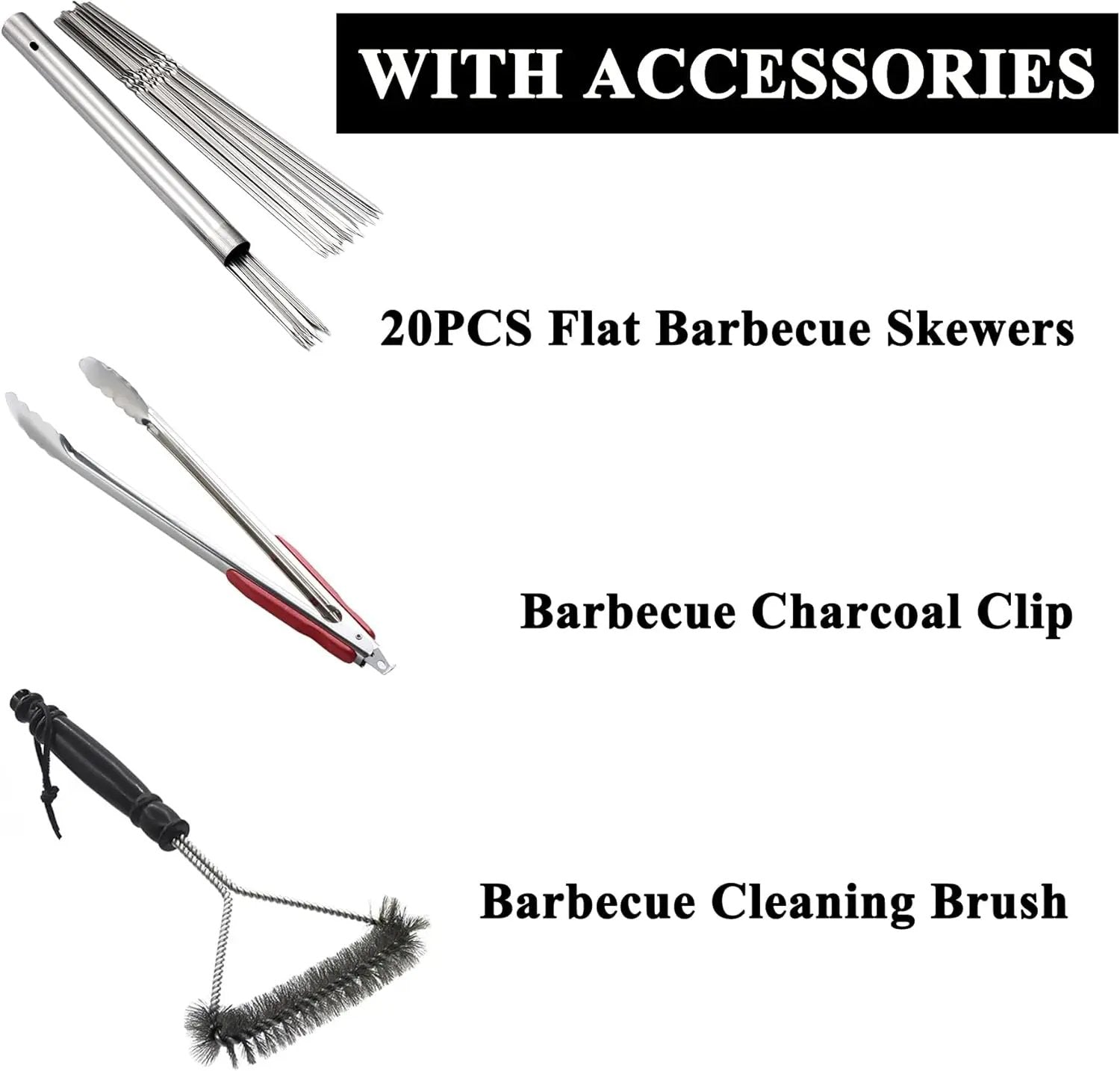 Charcoal Grills Commercial Quality Portable Multiple Size Hibachi BBQ Lamb Skewer Folded Camping Barbecue Grill for Backyard Party Picnic Use(31.6x7.1x5.1 inch With Accessories),BLACK by GreenHaven Gardens