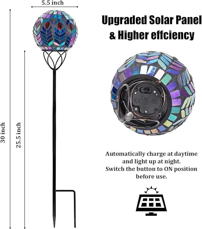 VCUTEKA Solar Lights Outdoor Garden Decor Mosaic Solar Garden Lights Waterproof Glass Ball LED Pathway Stake Light for Landscape Lawn Patio Yard Decoration 6 inch by GreenHaven Gardens