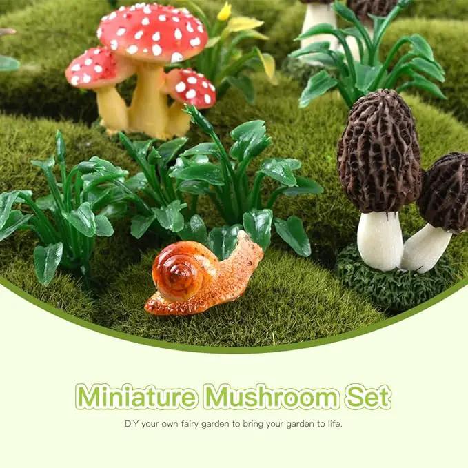 Resin Miniature Mushroom, Miniature Mushroom and Snail Figurine Fairy Mushroom Figurines Fairy Garden Accessories Mushroom Decor Micro Moss Landscape Statues Craft by GreenHaven Gardens