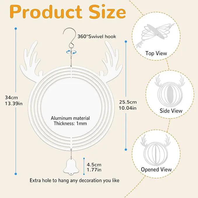 Sublimation Wind Spinner Blanks, 6 Pack 10 Inch 3D Aluminum Metal Hanging Wind Spinner Bulk for Garden Yard Outdoor, Window Porch Decoration for Heat Press Transfer DIY by GreenHaven Gardens