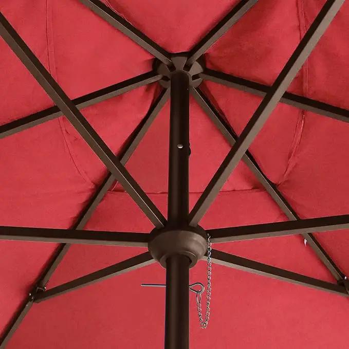 EliteShade USA 10-Year-Non-Fading 6.5x10Ft Rectangular Market Umbrella Patio Umbrella Outdoor Table Umbrella with Ventilation, Logo Red by GreenHaven Gardens