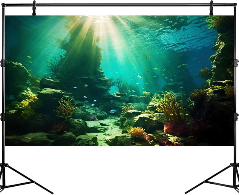 Ocean Floor Fish Tank Background Under The Sea Coral Reef Aquarium Background Tropical Fish Terrarium Backgrounds Underwater Rock Cave Sunray Fish Tank Backgrounds Decorations 72x18in by GreenHaven Gardens