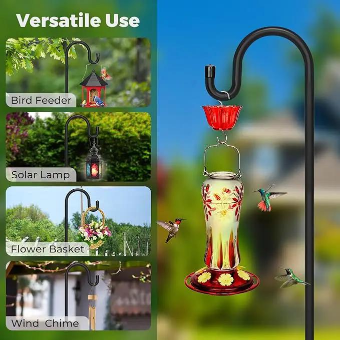 Kingsyard 2 Pack Adjustable Shepherd Hooks for Outdoor - 76 INCH Heavy Duty Bird Feeder Pole with 5 Prong Base, Hummingbird Feeder Stand, Garden Plant Baskets, Weddings Decor, Solar Light Lanterns by GreenHaven Gardens