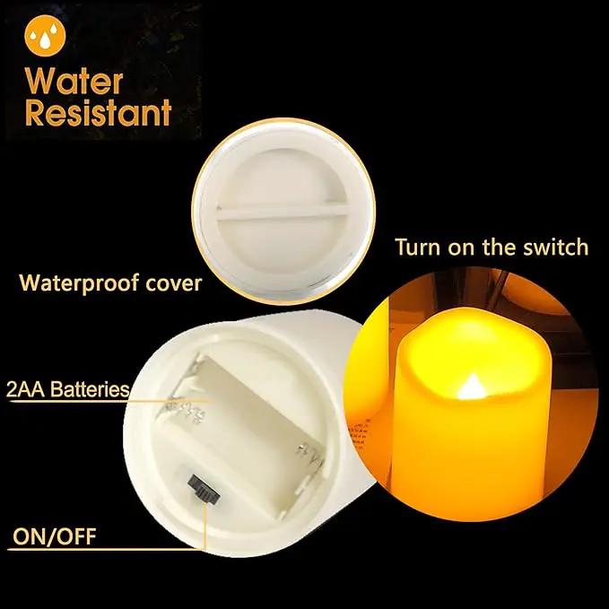 CANDLE CHOICE Waterproof Outdoor Battery Operated Flameless Candles with Timer Flickering Plastic Resin Electric LED Pillar Lights for Lantern Patio Garden Wedding Party Decorations 3x5 Inches 2 Pack by GreenHaven Gardens