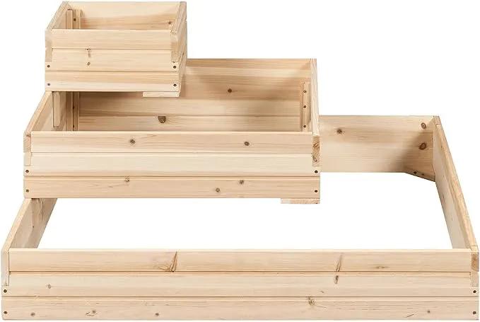 Yaheetech 3 Tier Wooden Raised Garden Bed 44.5'' L×44.5″ W×20.5″ H, 2 PCS Horticulture Open-Bottom Planter Raised Garden Bed for Flowers/Herbs/Vegetables Planter Flower Box by GreenHaven Gardens