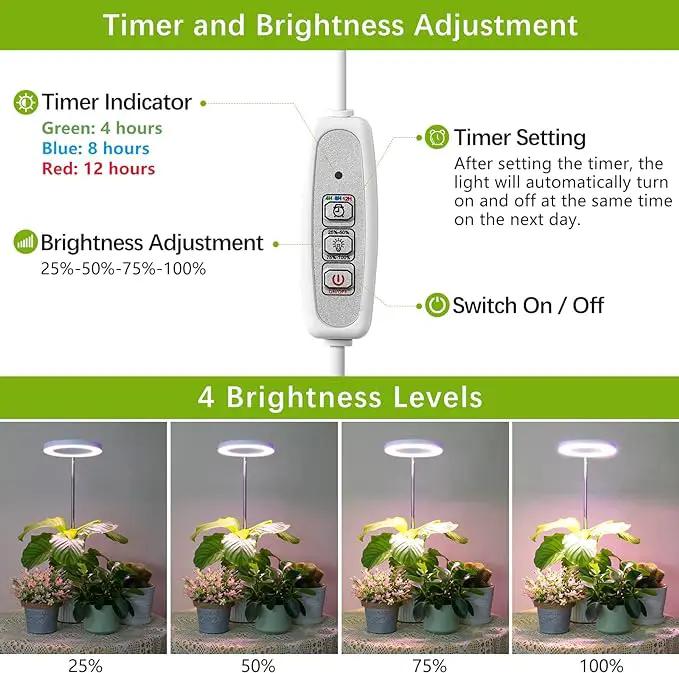 LORDEM Grow Light, LED Plant Light for Indoor Plants Growing, Full Spectrum Desk Growth Lamp with Automatic Timer for 4H/8H/12H, 4 Dimmable Levels, Height Adjustable 9.8"-30.6" by GreenHaven Gardens