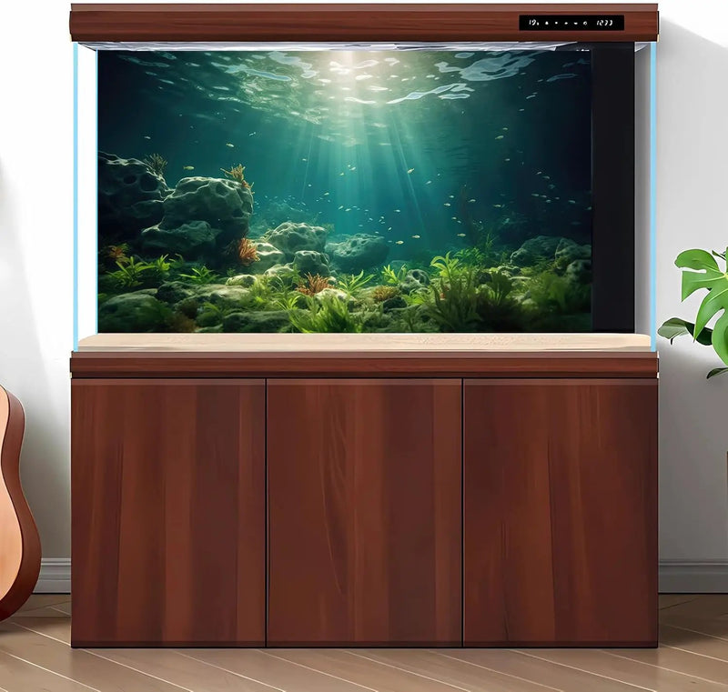 Under The Sea Aquarium Background Deep Sea Aquatic Plants Fish Tank Background Underwater Rock Sunray Terrarium Backgrounds Tropical Fish Deep Ocean Floor Fish Tank Backgrounds 30x18in by GreenHaven Gardens