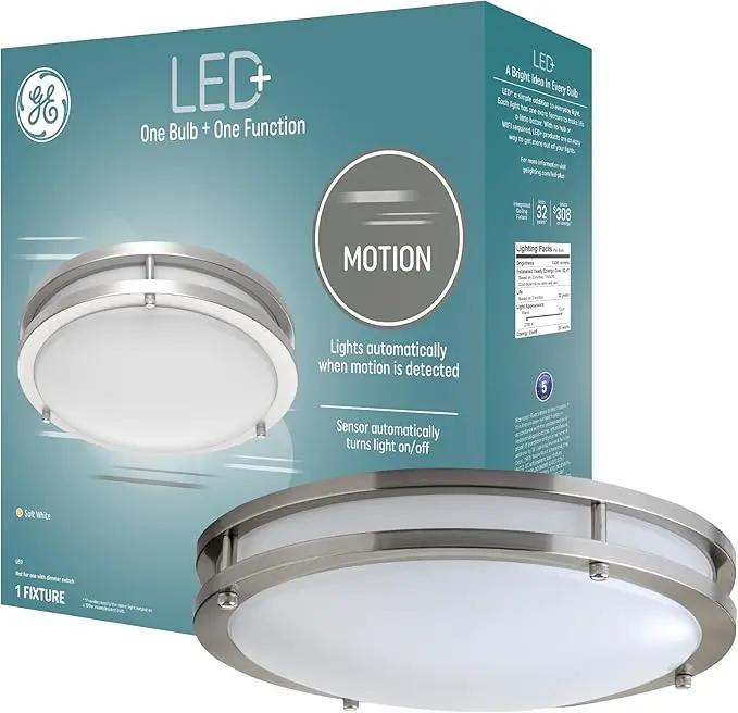 GE LED+ Motion Sensor Fixture, 20W, Flush Mount Ceiling Light with Motion Sensor, Security Light, Soft White by GreenHaven Gardens
