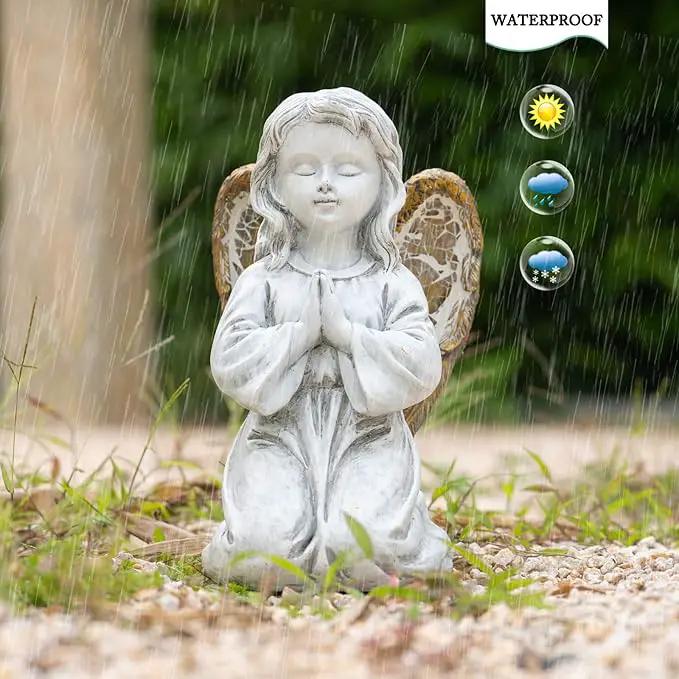 Outdoor Decor - Angel Statue, Solar Powered, Praying Angel for Patio, Lawn, Porch by GreenHaven Gardens