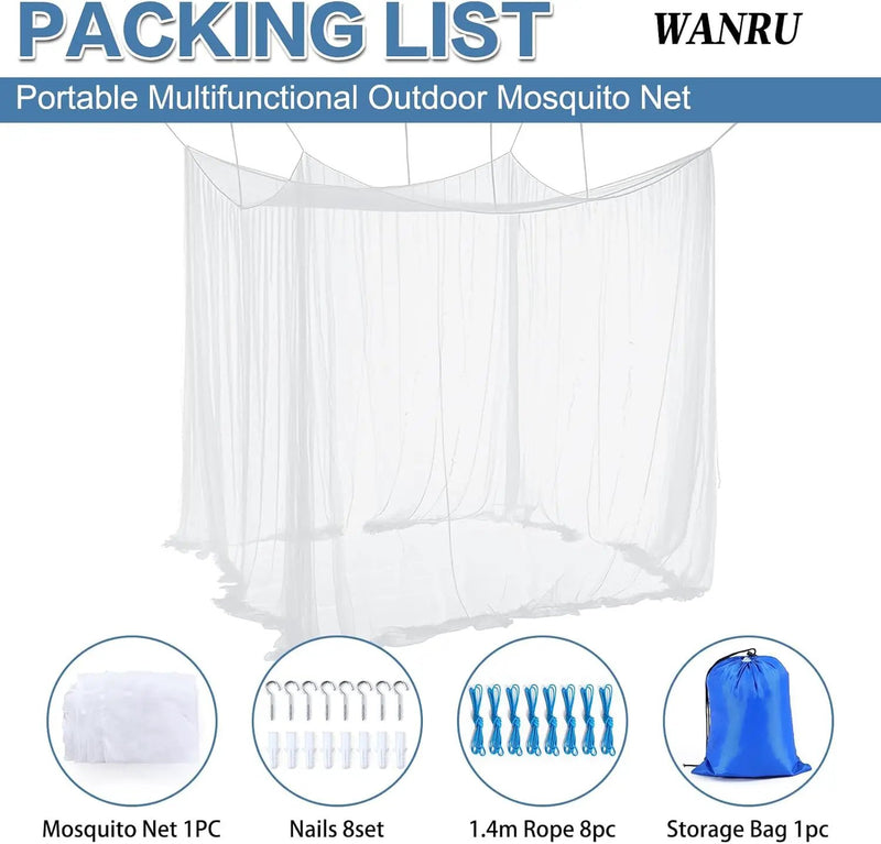 Mosquito Netting for Patio - Extra-Large Mosquito Net for Bed Camping Hammock Porch Garden Outdoor, 2 Openings Design with 1 Storage Bag, 8 Pegs, 8 Stoppers and 8 Pieces of 1.4m Rope by GreenHaven Gardens