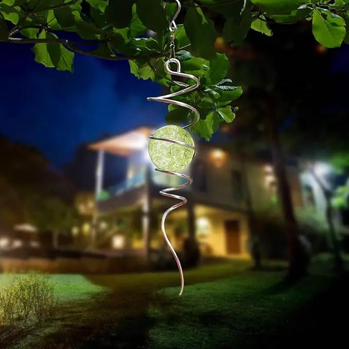 Glow in The Dark Wind Spinner Tail Gazing Ball Spiral Decorative Spiral Tail Wind Spinner Stabilizer Sun Catcher,Indoor Outdoor Hanging Art Garden Decoration Wind Sculpture Stabilizer-13in by GreenHaven Gardens