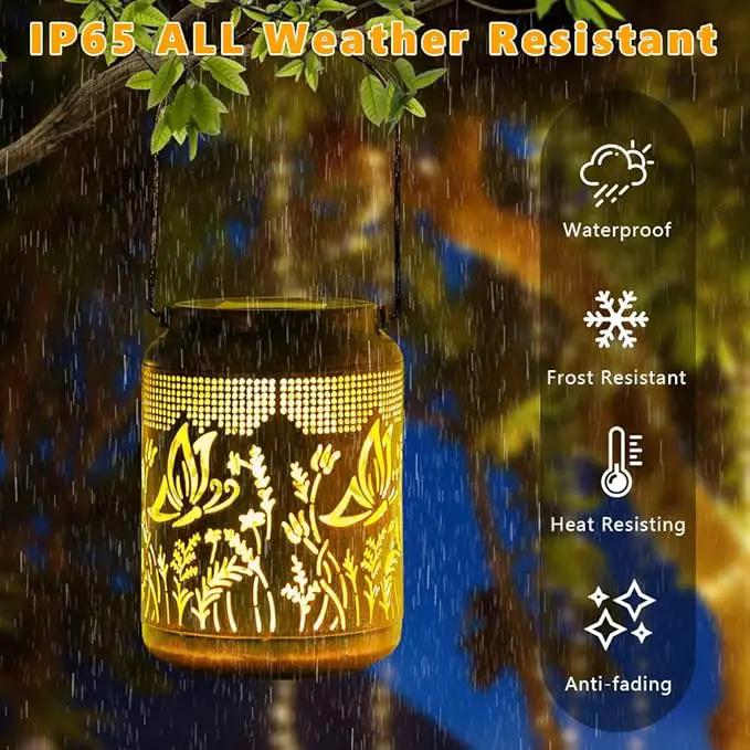 2 Pack Butterfly Solar Lanterns Outdoor Waterproof,Birthday Gifts for Women Mom,Hanging Solar Lights Outdoor LED 6.9" Metal Butterfly Decorative Lanterns for Patio,Pathway,Yard,Garden Decor by GreenHaven Gardens