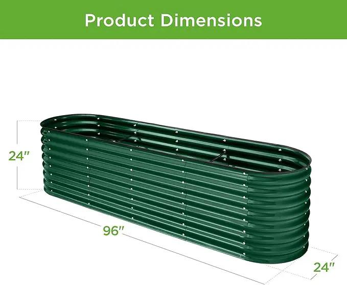 Best Choice Products 8x2x2ft Metal Raised Garden Bed, Oval Outdoor Deep Root Planter Box for Vegetables, Herbs w/ 4 Support Bars, 215 Gal Capacity - Dark Green by GreenHaven Gardens