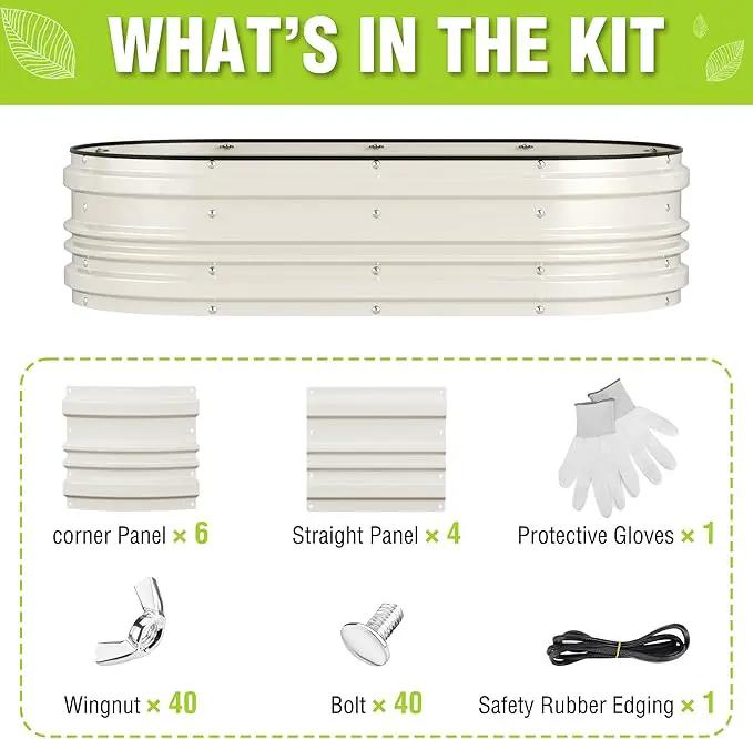 WORKPRO 4x2x1ft Galvanized Raised Garden Bed Set, Rust & Corrosion Protection, Easy Assembly, Safe Edge, Ideal for Vegetables & Flowers, White by GreenHaven Gardens