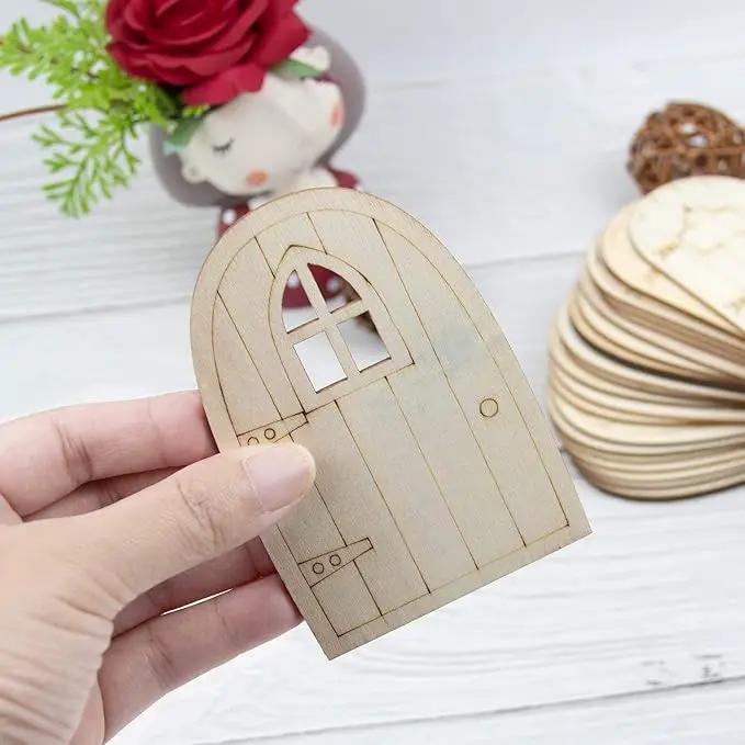 AUEAR, 24 Pack Unpainted Fairy House Doors Mini Wooden Miniature Garden Door for DIY Craft 4 Styles by GreenHaven Gardens