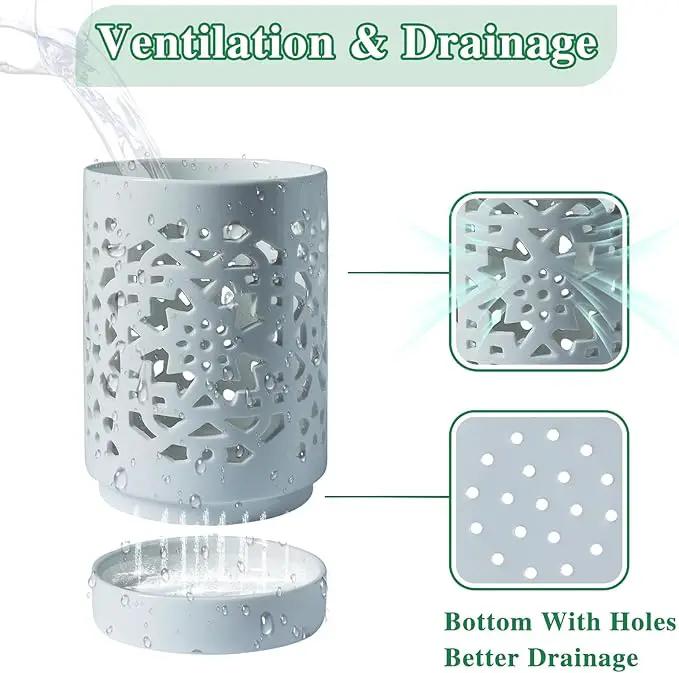 Orchid Pot 4 Inch, Orchid Pots with Holes & Saucers for Repotting Orchid, Breathable Slotted Flower Plant Nursery Pot White by GreenHaven Gardens