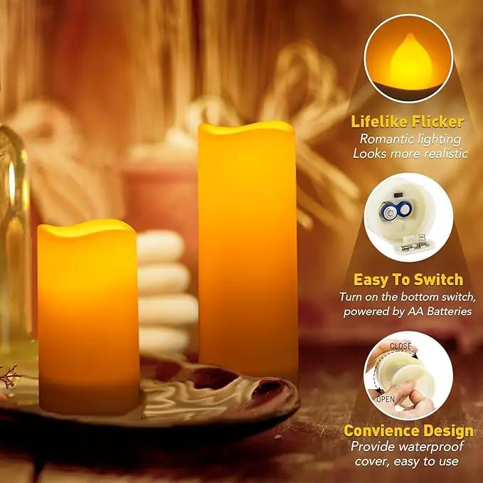 Metaku Flameless Flickering Candles Battery Operated LED Candles Set of 9 Ivory with Remote & Timer for Halloween, Christmas, Bedroom, Home, Wedding, Birthday Decoration D2.2'' x H4''5''6'' by GreenHaven Gardens