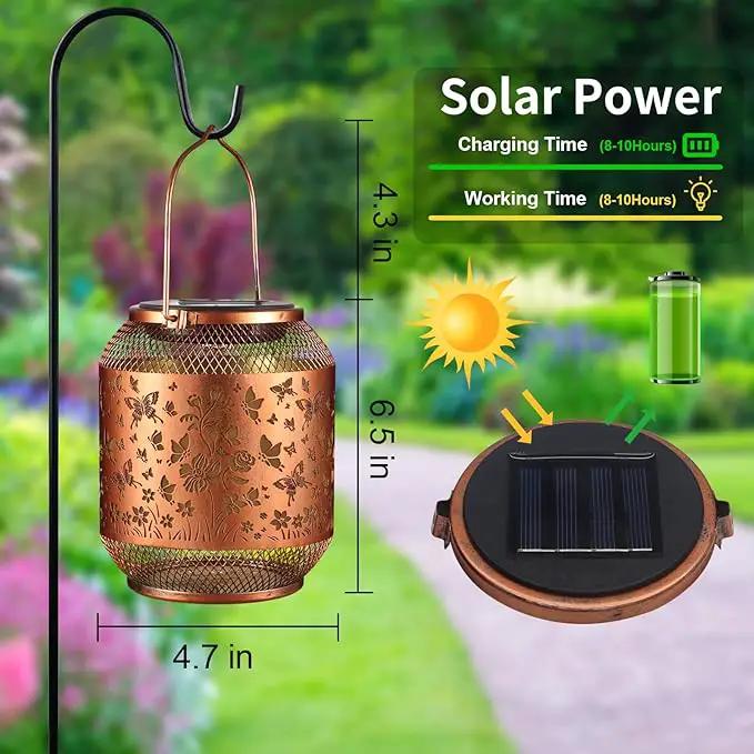 Butterfly Solar Lanterns Outdoor, Birthdays Gifts for Women Mom Grandma, Metal Waterproof Hanging Hollow Out Garden Decorative Solar LED Light for Yard, Patio, Lawn, Porch, Backyard by GreenHaven Gardens
