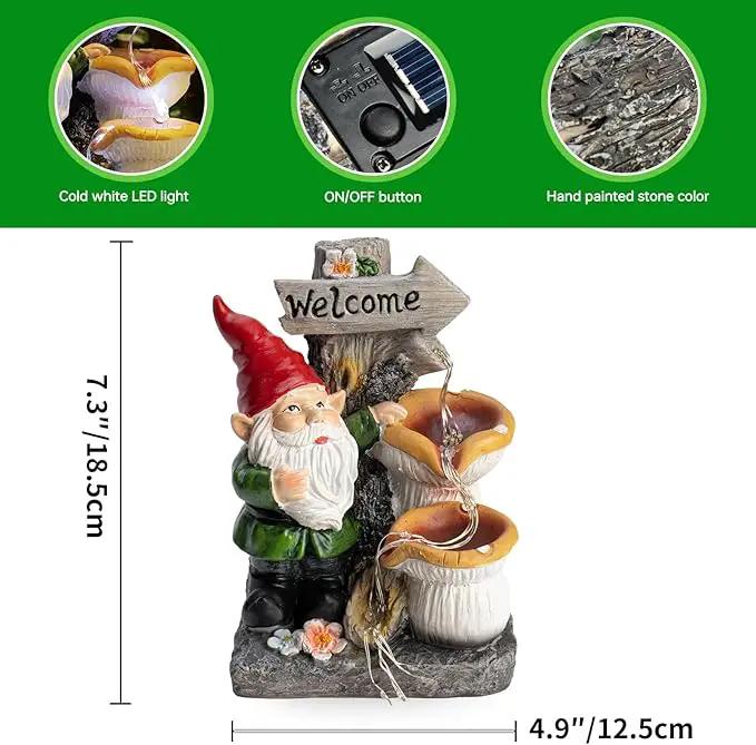 mopha Garden Gnomes Statues Outdoor Decor with Flowing Water Solar Lights Resin Figurines Outside Decoration for Patio Yard Lawn Porch Ornaments Clearance Gardening Gift by GreenHaven Gardens