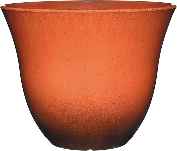 Classic Home and Garden Honeysuckle Resin Flower Pot Planter, Orange Ember, 15" by GreenHaven Gardens