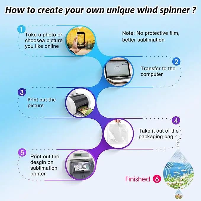 Sublimation Wind Spinner Blanks 8 Inch 4 Pack Wind Spinners Sublimation Blanks with Crystal Pendant Aluminum Metal Wind Spinners for Yard Garden Indoor Outdoor Window Porch Decoration（Waterdrop by GreenHaven Gardens