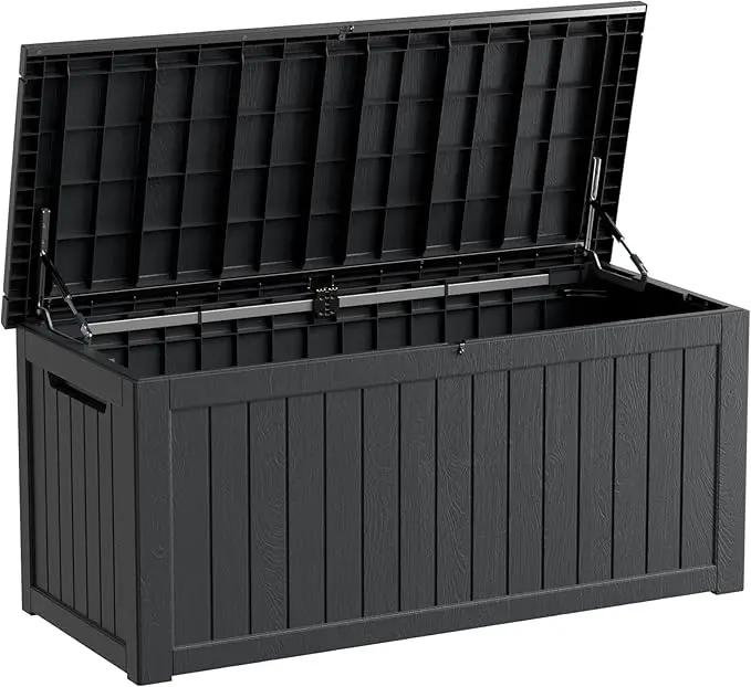 Heavy-Duty 270 Gallon Waterproof Deck Storage Box, Outdoor Storage for Garden & Patio, Lockable Resin Storage Chest for Pool Accessories, UV-Resistant, Onyx Black by GreenHaven Gardens