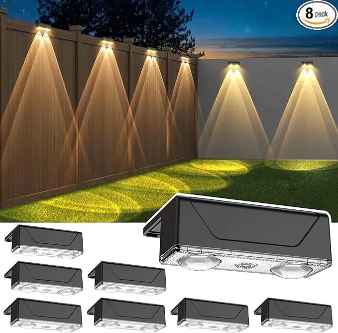 Derynome Solar Fence Lights Outdoor - Dusk to Dawn IP45 Waterproof Solar Garden Lights for Outside, Step, Backyard, Railing, Step, Patio & Wall (Color Change+7 Color, 8 Pack) by GreenHaven Gardens