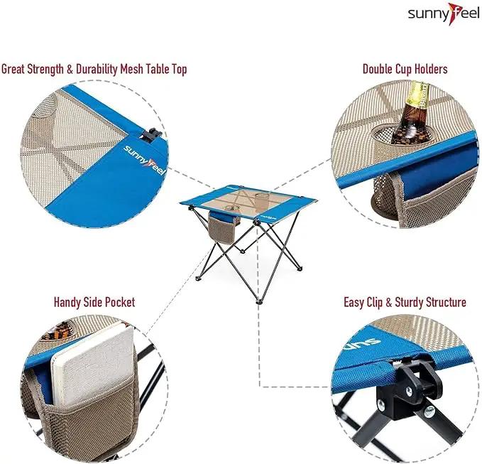 SUNNYFEEL Outdoor Folding Table | Lightweight Mesh Compact Camping Table, Roll Up Top 2 People Portable Camp Tables with Carry Bag for Picnic/Cooking/Beach/Travel/BBQ by GreenHaven Gardens