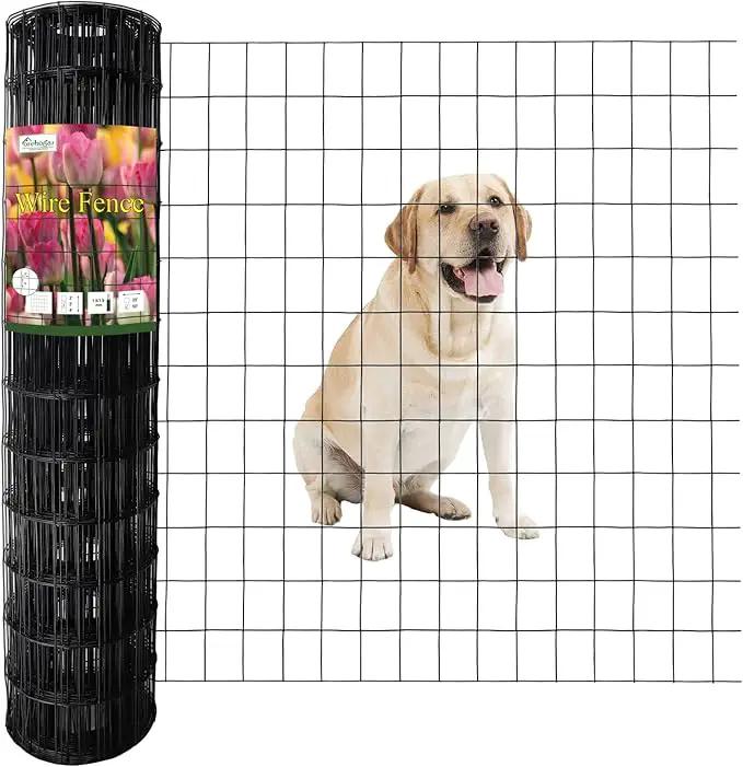 Black PVC Coated Welded Wire Fence 36 Inch x 50 Foot, 2 Inch x 3 Inch 16GA, Garden Border Fencing Roll Vinyl Coating Metal Wire Mesh for Yard Vegetable Plant Protection Poultry Netting by GreenHaven Gardens