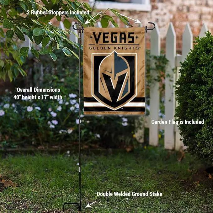 WinCraft Vegas Golden Knights Gold Garden Flag with Pole Stand Holder by GreenHaven Gardens