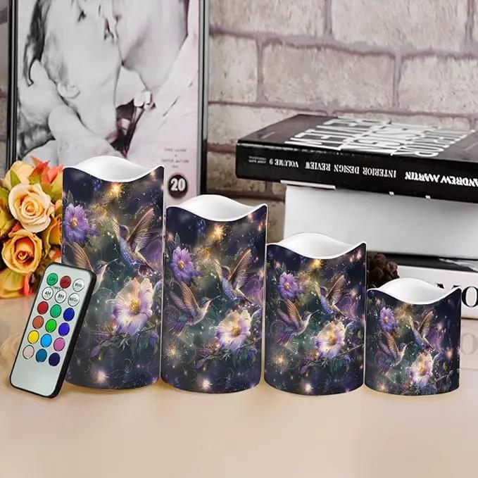 Ystardream LED Candle Set of 4 with Remote Control, Multicolor, Modern, Battery Operated, Tabletop, Indoor, 4/8H Timer, 12 Colors, 5.7 Inches Tall by GreenHaven Gardens